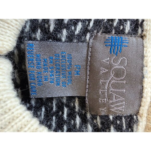 Vintage Squaw Valley Wool Nordic Cardigan Sweater Rose Embroid Pewter Clasps PM - Picture 6 of 9